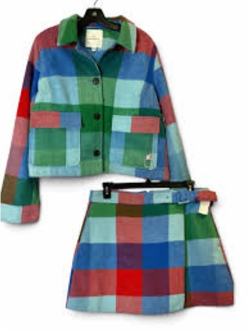 Twee style plaid skirt and jacket set